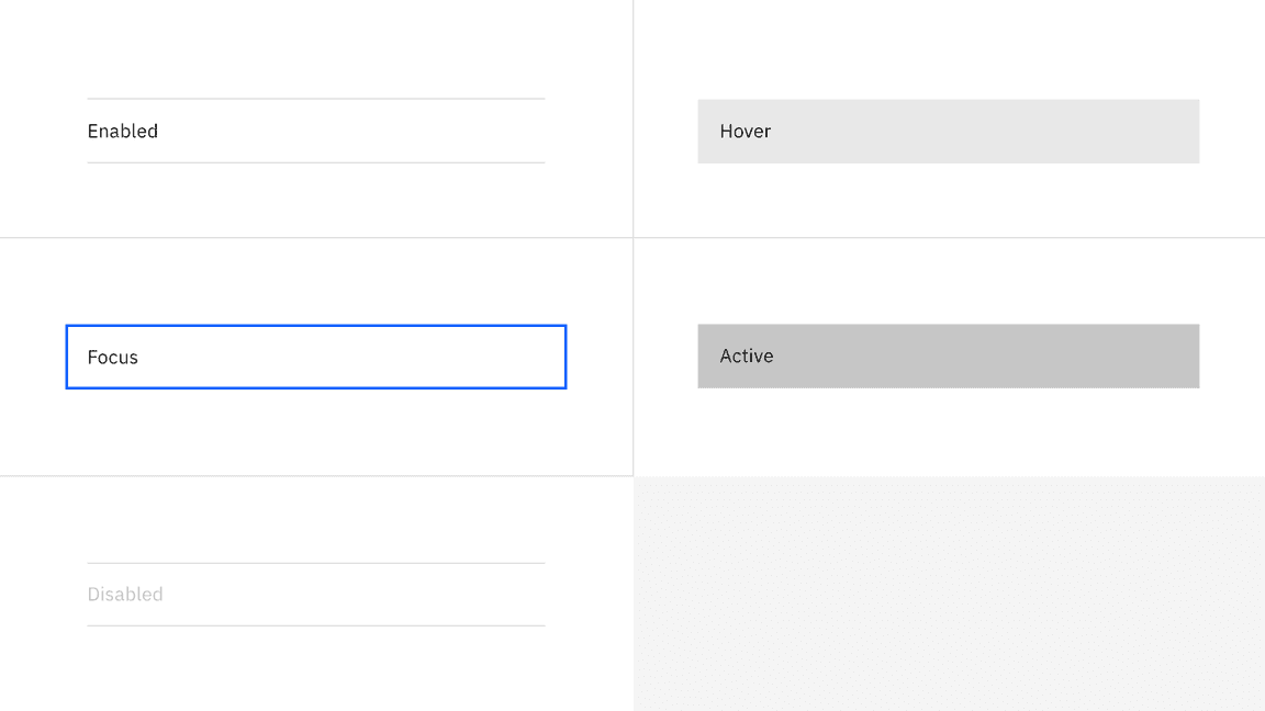 Interactive states for contained list item rows